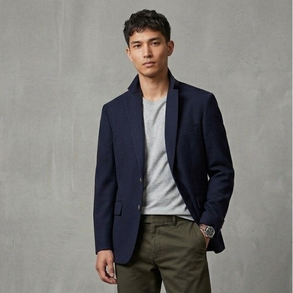 JW Anderson x Uniqlo Jacket Mens Large Navy Blue Wool Blend Blazer JWA